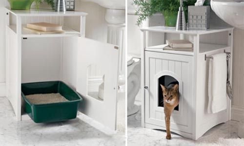 Mueble para el gato en baño