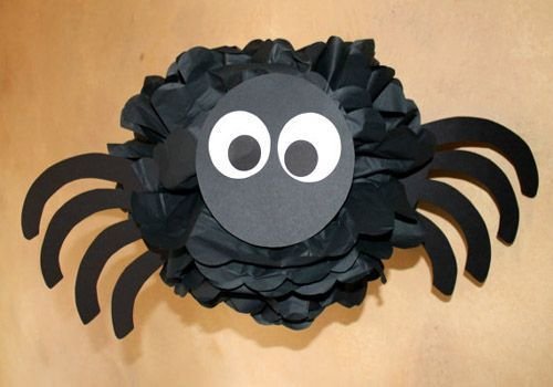 Pompón-araña para Halloween