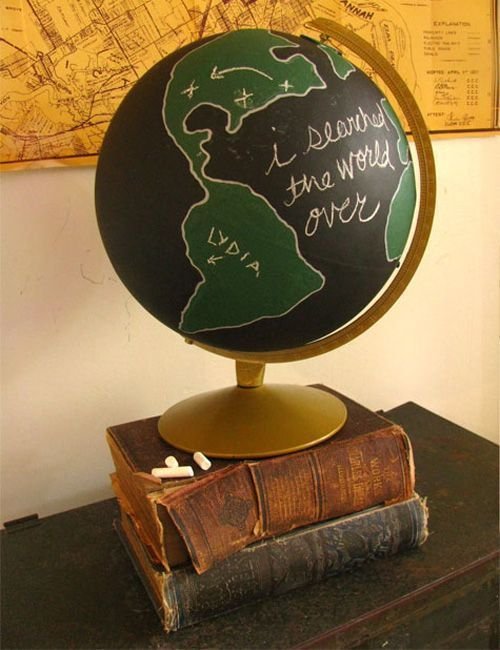 Bolas del mundo DIY - con pintura de pizarra