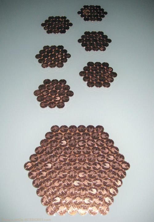 Posavasos y salvamantel con monedas de cobre, DIY